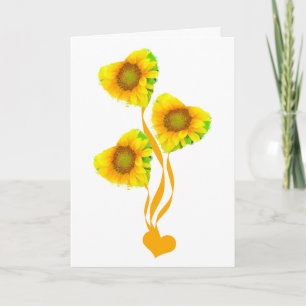 Heart Shape Bouquet of Sunflowers Valentine's Card