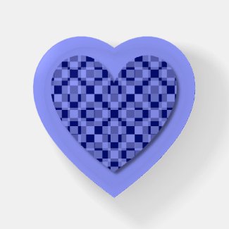 Heart Shape Checkered Blue Lavender Pastel Elegant