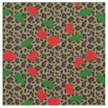 heart shape cherry leopard rockabilly  fabric