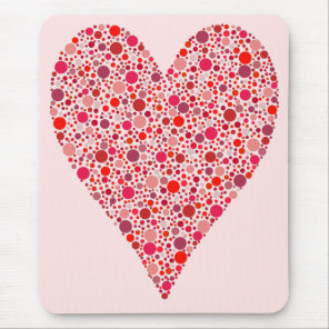 Heart Shape Crimson Polka Dots Mouse Pad