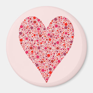 Heart Shape Crimson Polka Dots on Pink Magnet