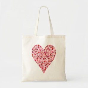 Heart Shape Crimson Polka Dots Tote Bag