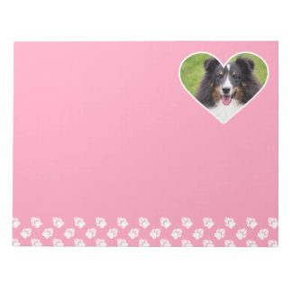 Heart Shape Custom Pet Photo On Pink Notepad
