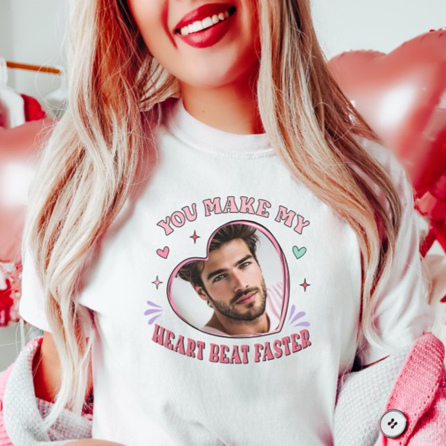 Heart Shape Custom Photo Valentine Tee, Heartbeat T-Shirt (Creator Uploaded)