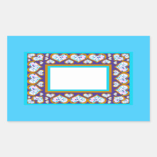 Heart shape diamonds in gold aqua border sticker