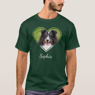 Heart Shape Dog Photo Template With Pet's Own Name T-Shirt