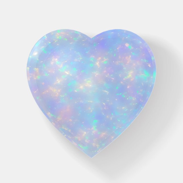 Heart Shape Elegant Opal Prism Gemstone Pattern Paperweight (Front)