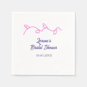 heart shape floral pink purple bridal shower trend napkins