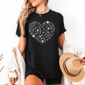 heart shape flower tshirt