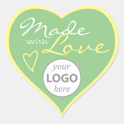 Heart Shape Frame Pastel Green Made with Love Logo Heart Sticker