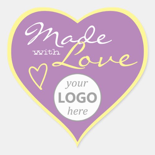 Heart Shape Frame Pastel Lilac Made with Love Logo Heart Sticker