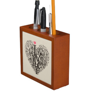 Heart shape from letters desk organizer