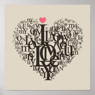 Heart shape from letters poster