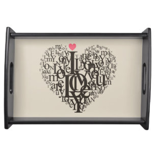 Heart shape from letters serving tray