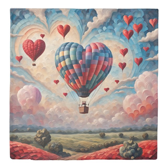 Heart Shape Hot Air Balloon  Duvet Cover (Front)