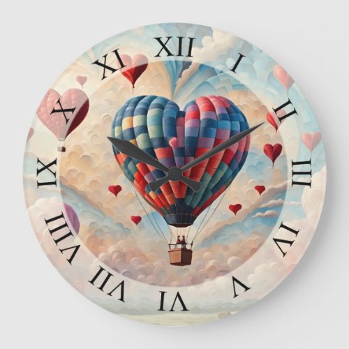 Heart Shape Hot Air Balloon  Large Clock