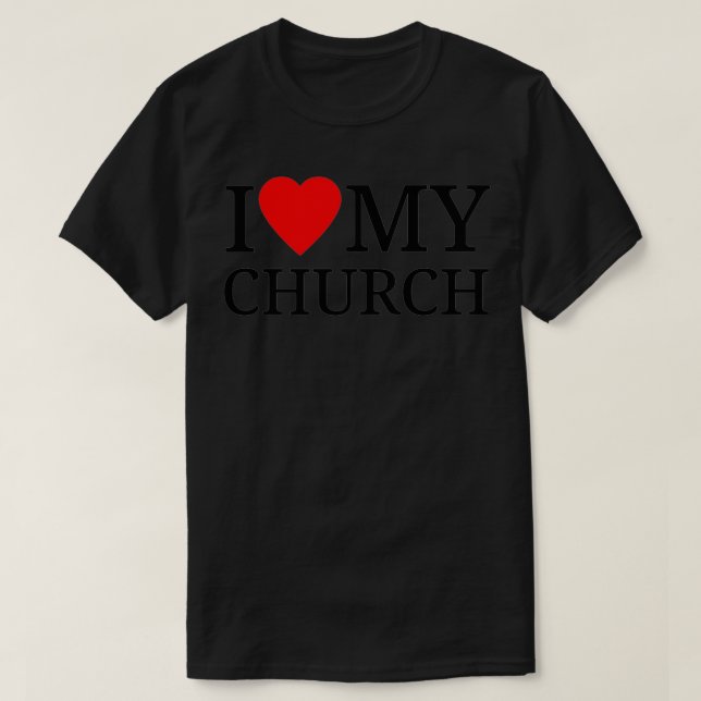 (Heart Shape) I Love My Church  Christian  T-Shirt (Design Front)