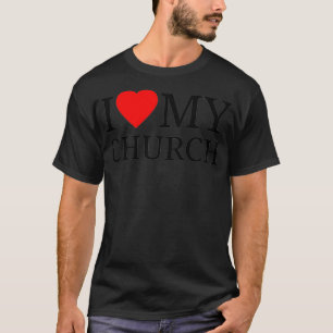 (Heart Shape) I Love My Church  Christian  T-Shirt