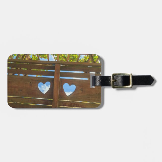Heart shape in a fence, Belize Luggage Tag (Front Horizontal)