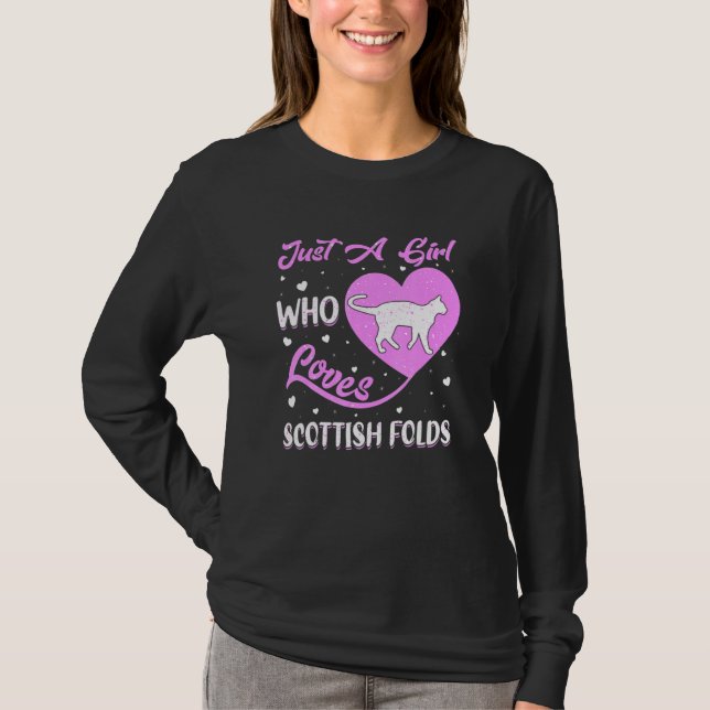 Heart Shape Just A Girl Who Loves Scottish Folds T-Shirt (Front)
