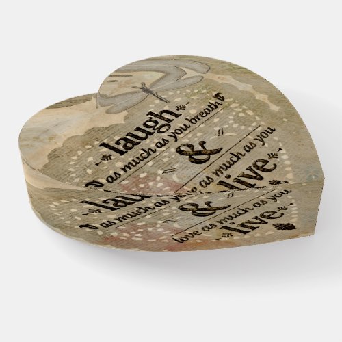 Heart Shape Laugh Love Quote Paperweight