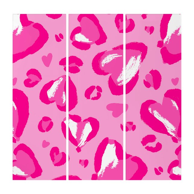 heart shape leopard print pink triptych (Front)