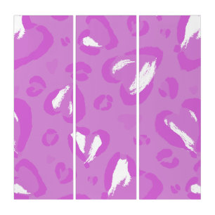 heart shape leopard print purple  triptych