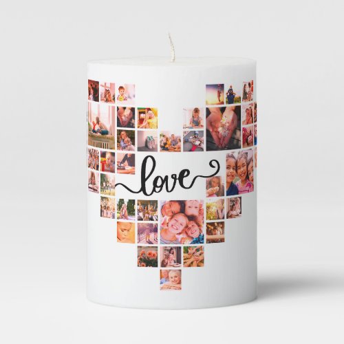 Heart shape Love Photo collage Mug Pillar Candle