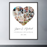 Heart Shape Love Photo Collage Wedding Anniversary Poster<br><div class="desc">Celebrate the special moments with your loved one with this Heart Shape Photo Collage design. This customizable picture collage design is perfect for creating a personalized and heartfelt gift featuring cherished moments, creating a visual journey of the precious memories you've shared. Great for birthday, wedding anniversary, Valentine's Day or any...</div>