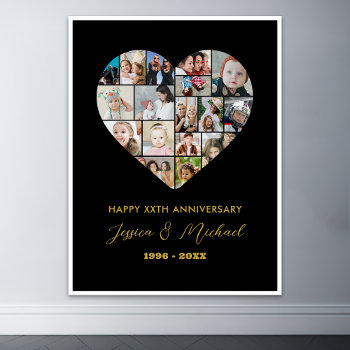 Heart Shape Love Photo Collage Wedding Anniversary Poster by raindwops at Zazzle