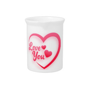 Heart shape Love You Beverage Pitcher