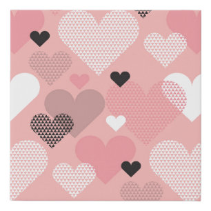 Heart shape modern seamless pattern in geometry st faux canvas print