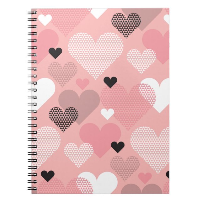 Heart shape modern seamless pattern in geometry st notebook (Front)