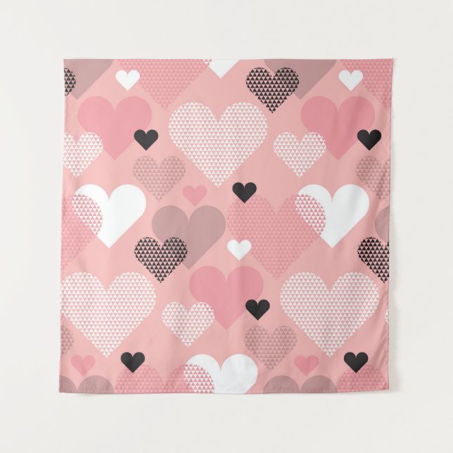 Heart shape modern seamless pattern in geometry st tapestry (Front)