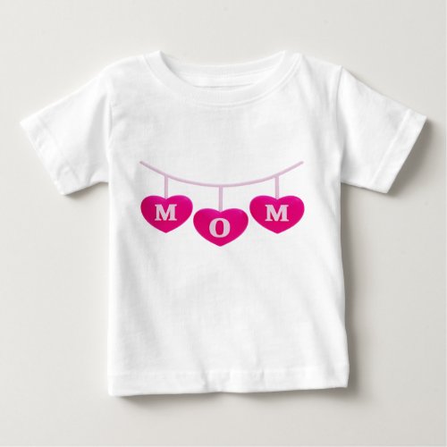 Heart shape mom typography pink pattern baby T_Shirt