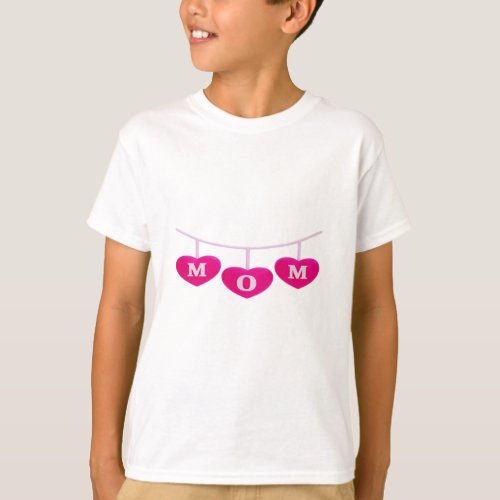 Heart shape Mom typography pink pattern T_Shirt