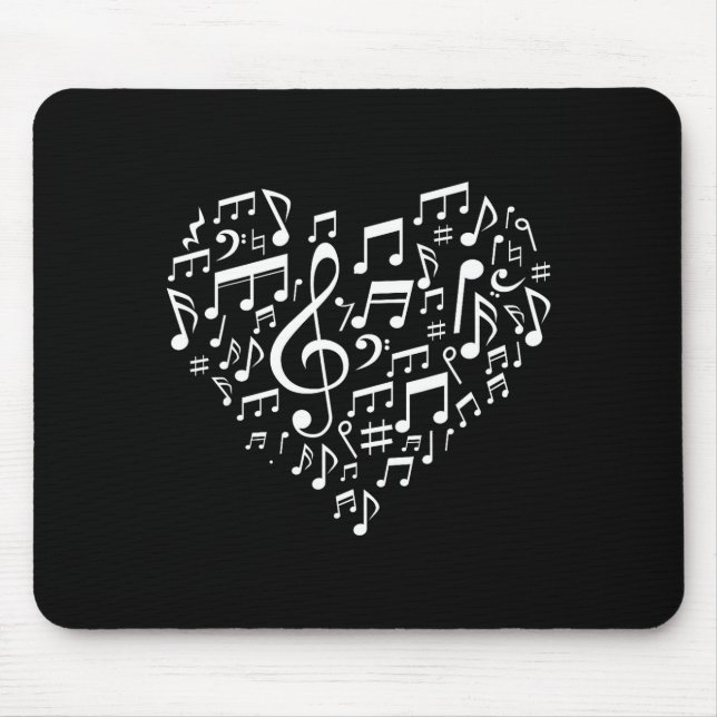 Heart Shape Musical Notes Music Lovers Gift Valent Mouse Pad (Front)