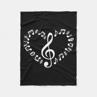 Heart Shape Musical Notes Music Lovers Happy Valen Fleece Blanket