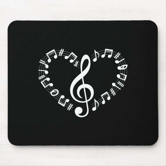 Heart Shape Musical Notes Music Lovers Happy Valen Mouse Pad (Front)