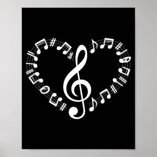 Heart Shape Musical Notes Music Lovers Happy Valen Poster