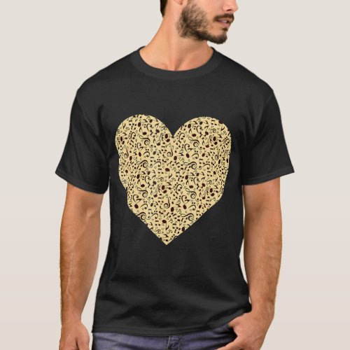 Heart Shape Musical Notes Music lovers Valentines T_Shirt