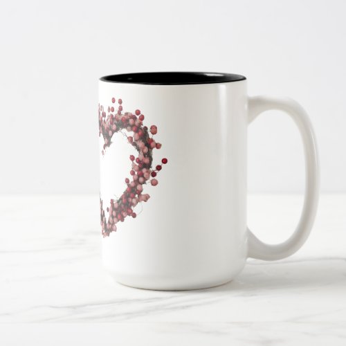 Heart shape of a bunch of flowers Two_Tone coffee mug