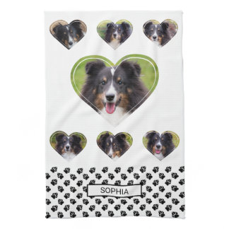 Heart Shape Pet Photo Templates And Paws &amp; Name Kitchen Towel