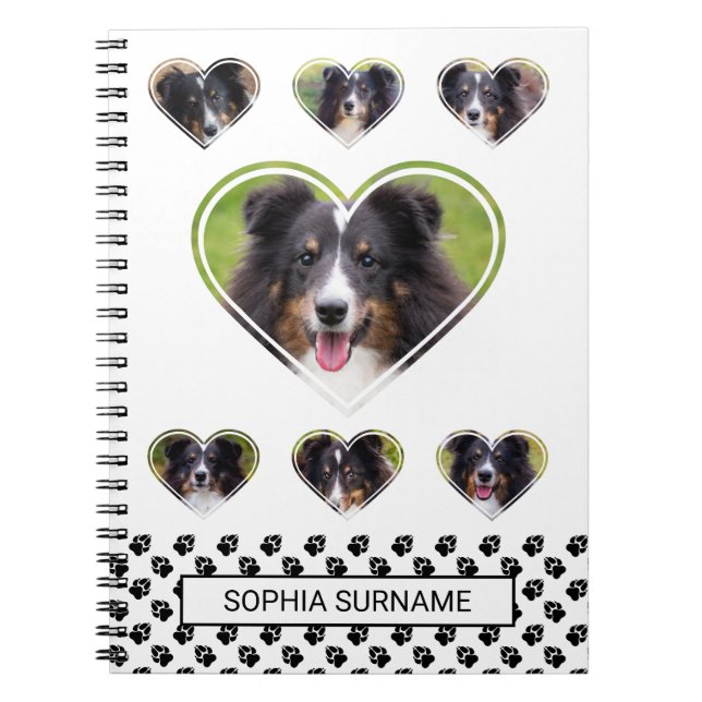 Heart Shape Pet Photo Templates And Paws & Text Notebook (Front)