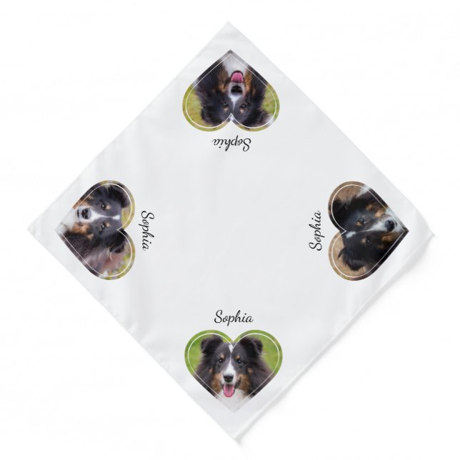 Heart Shape Pet Photo Templates With Pet's Name Bandana (Front)