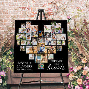 Heart Shape Photo Collage 36 Pic Funeral Memorial Foam Board