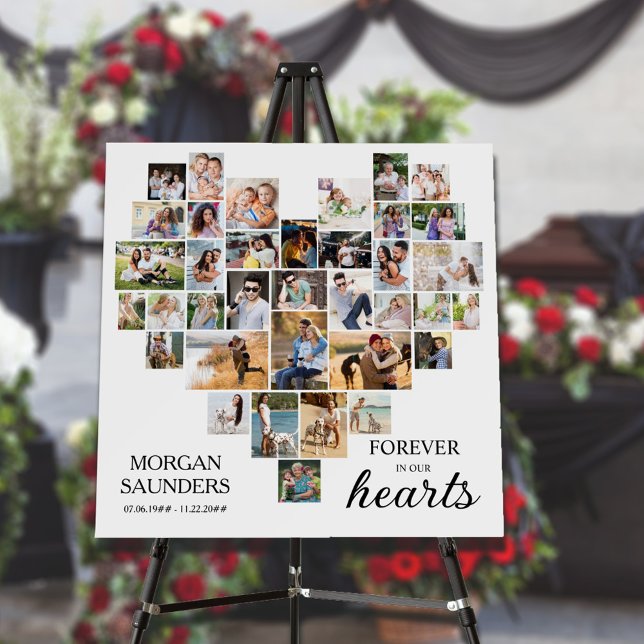 Heart Shape Photo Collage 36 Pic Funeral Memorial Foam Board (Creator Uploaded)
