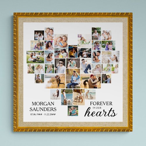 Heart Shape Photo Collage 36 Pic Funeral Memorial Poster