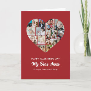 Heart Shape Photo Collage Happy Valentine's Day Card