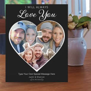 Heart Shape Photo Collage Love Anniversary Memory Plaque